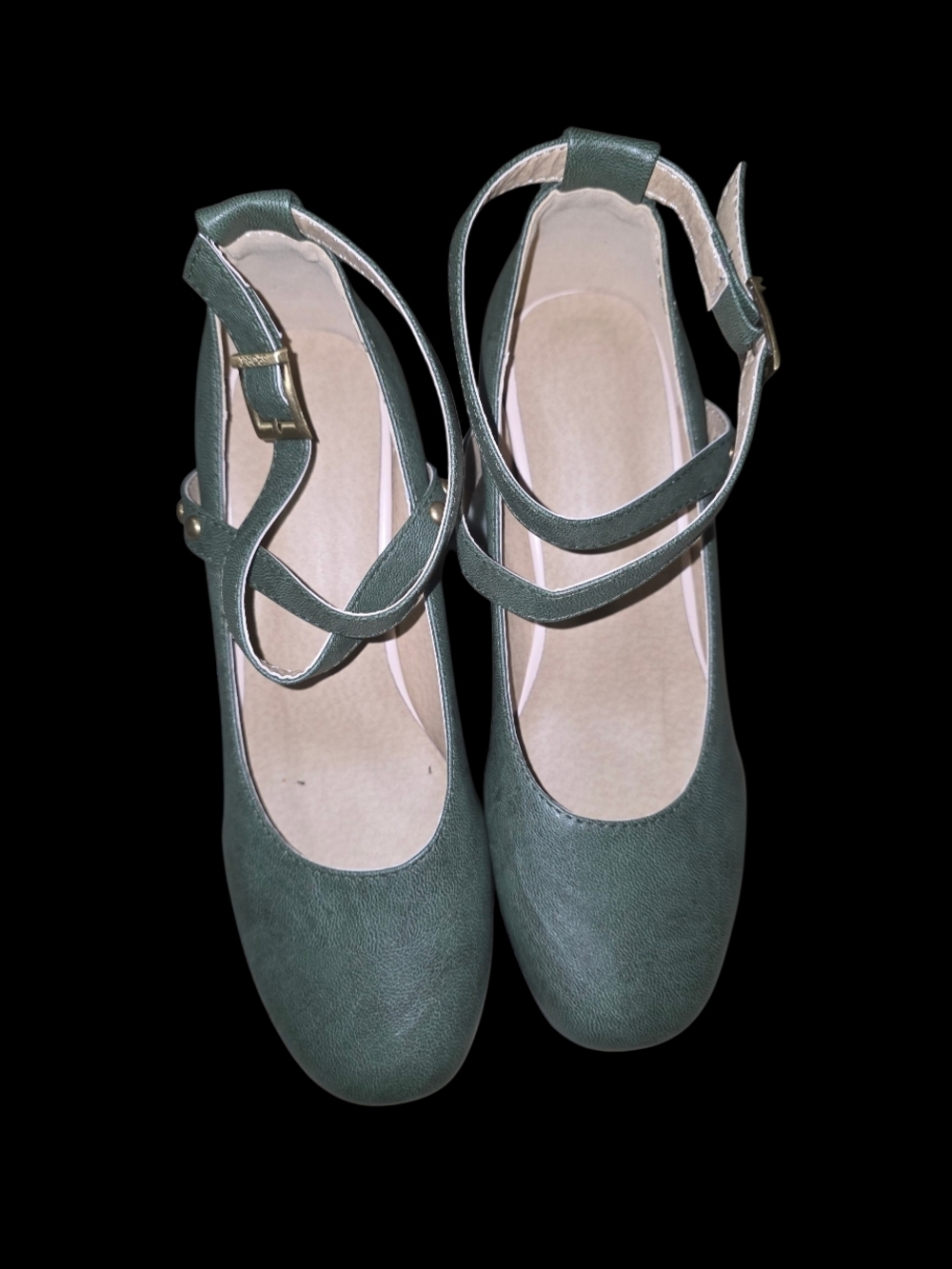 & Other Stories Forest Green Ankle-Strap Heels